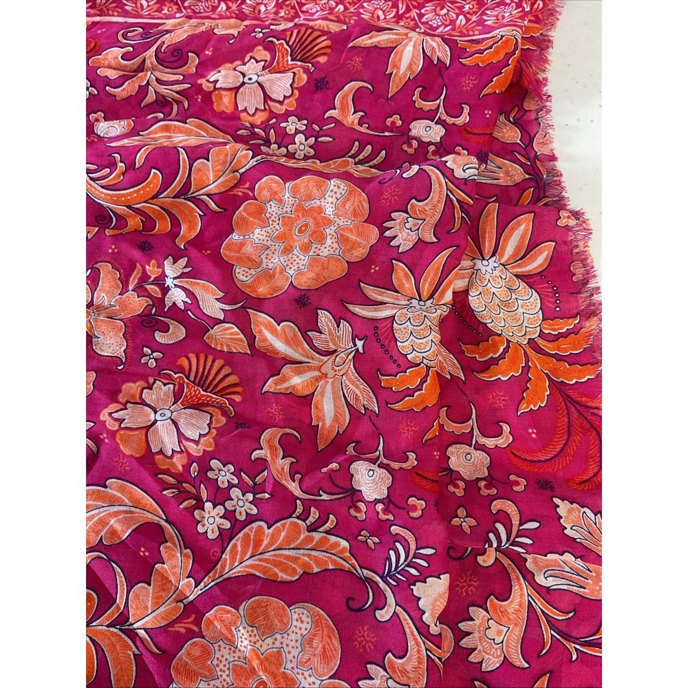 New Talbots  Floral Scarf viscose Modal‎ Pink Orange Vibrant Print Lightweight - Picture 2 of 6
